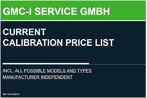 Calibration pricelist