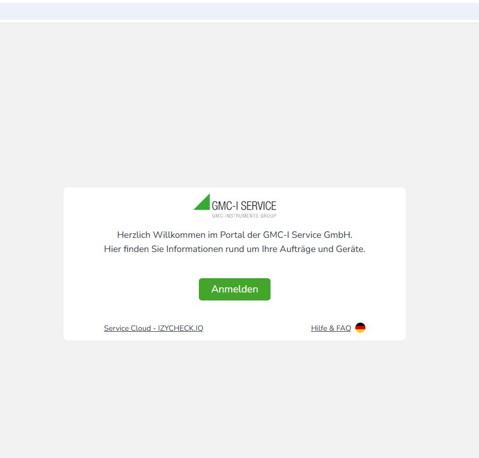 Die Anmeldung erfolgt über die IZYCHECK.IQ Cloud.